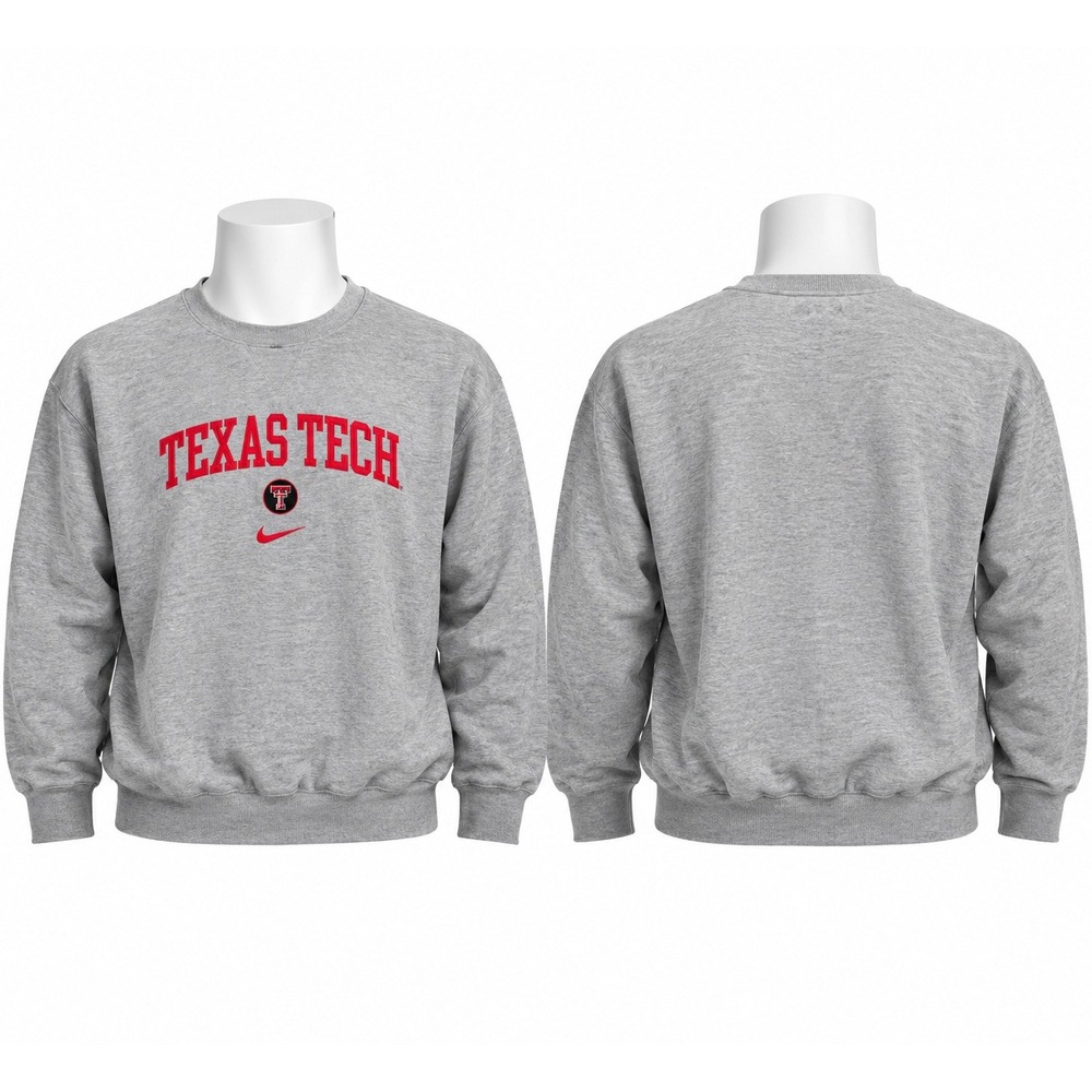 Nike Team Texas Tech Red Raiders Sweatshirt Mens XL Gray Embroidered Crewneck